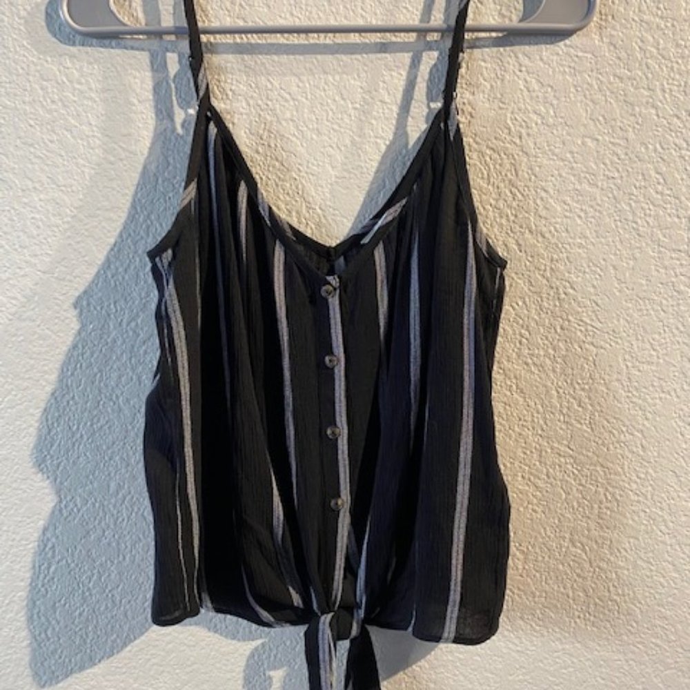 Striped button down top